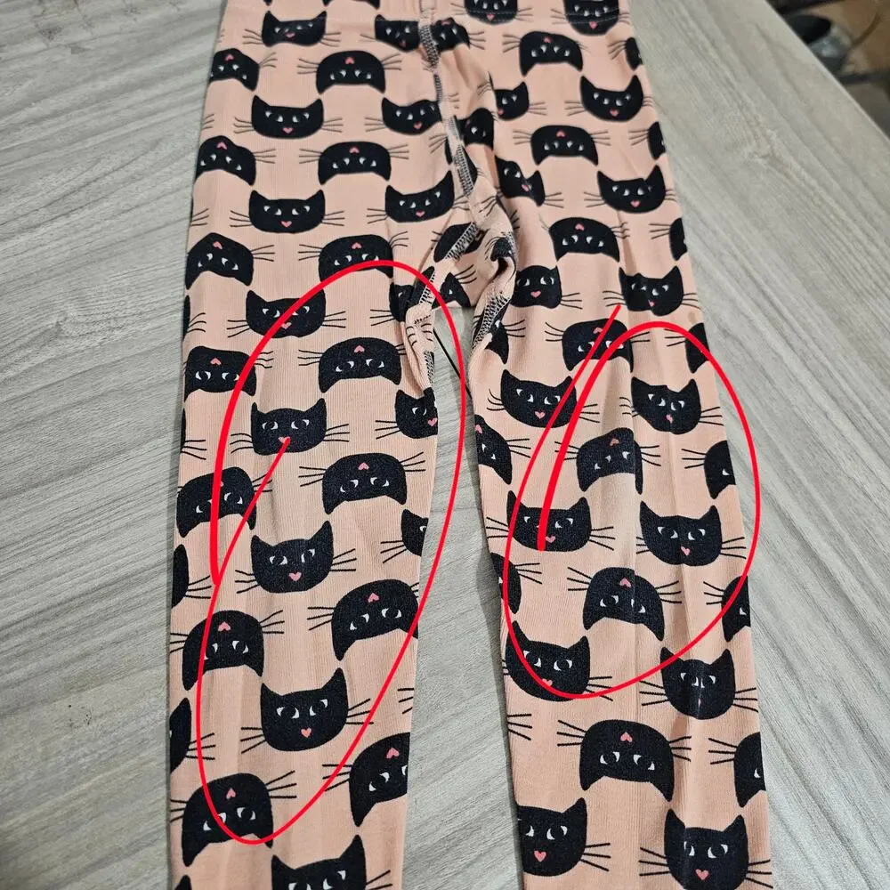 Hanna Andersson Pajama Set Pink Black Cat Face Long Sleeve Girls US 4